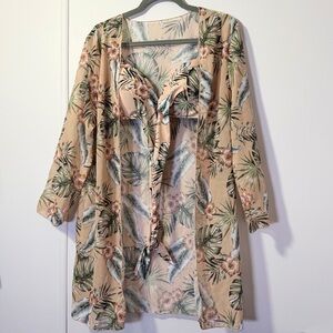 Tropical Floral Bikini Top & Kimono Cover-Up, Medium